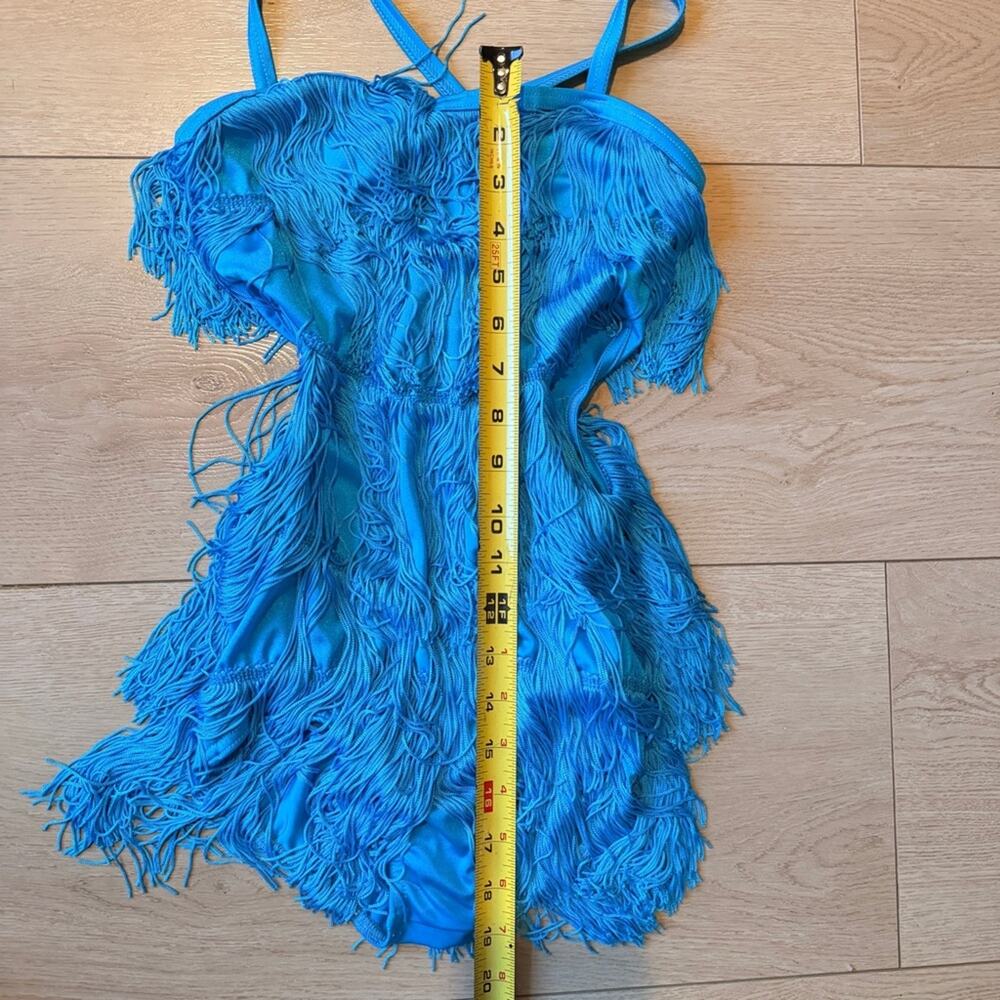 Weissman blue “see me now” cut out Fringe Dance Costume size Medium Child - Picture 7 of 10